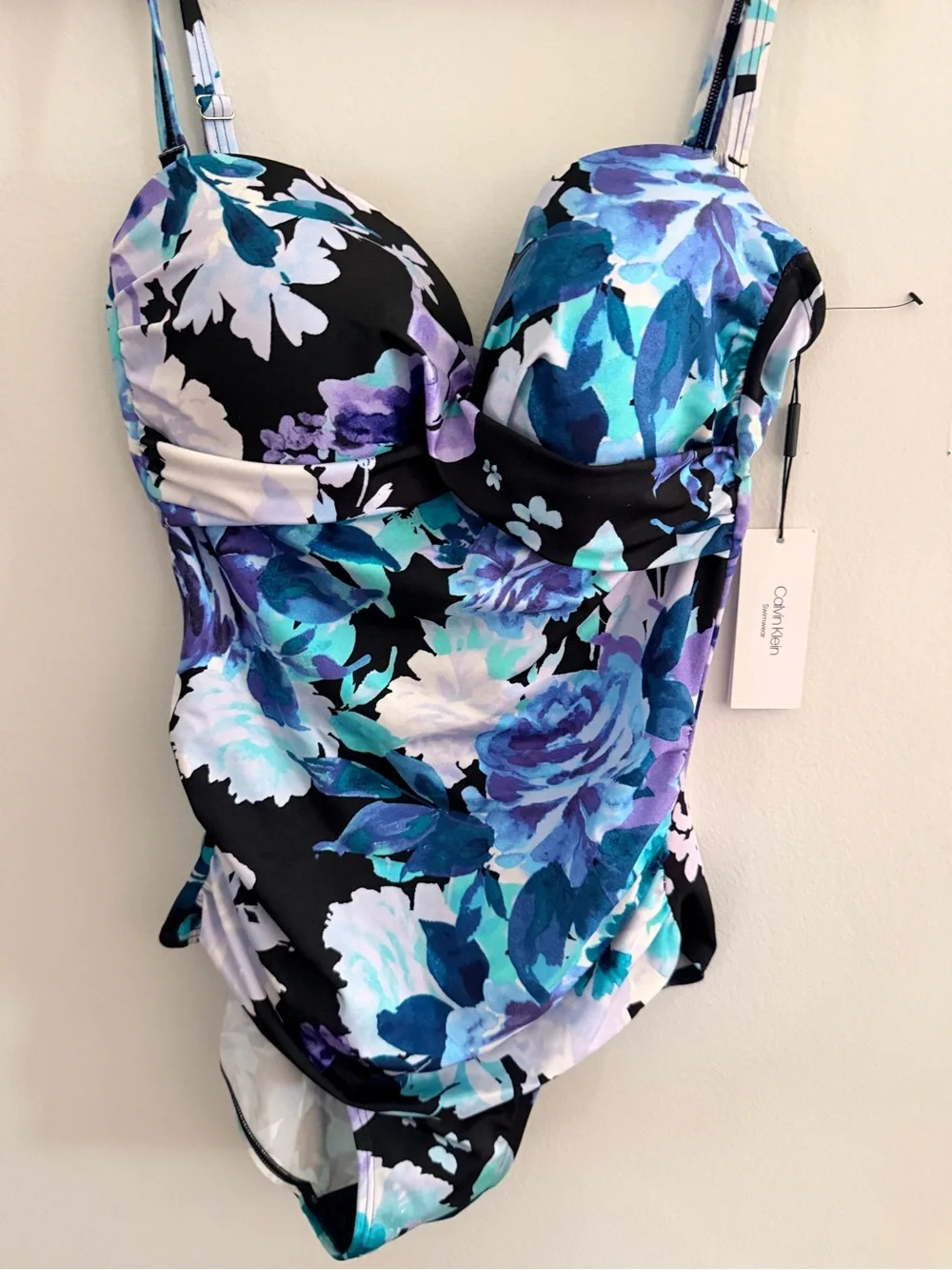 Calvin Klein Floral Print Convertible Straps One Piece Bathing Suit 12